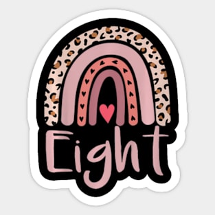 Kids 8 Year Old Leopard Rainbow Birthday Party Cute Girl 8Th Sticker